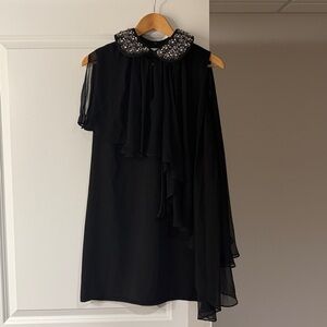 Anne Fontaine Black Blouse with Embellished Collar